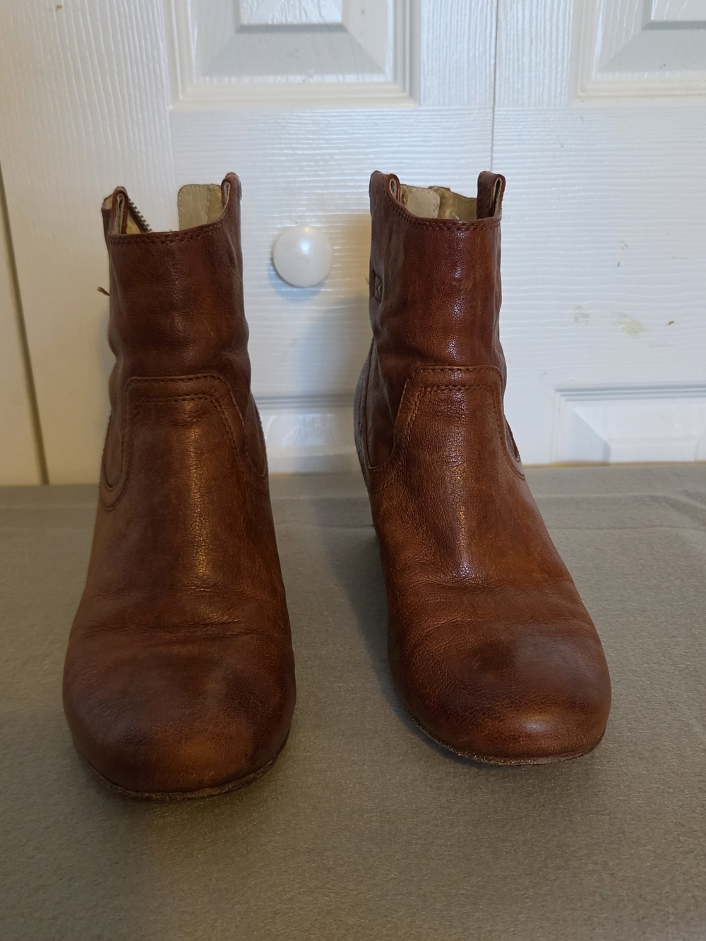 Frye Brown Leather Side-Zip Ankle Boots